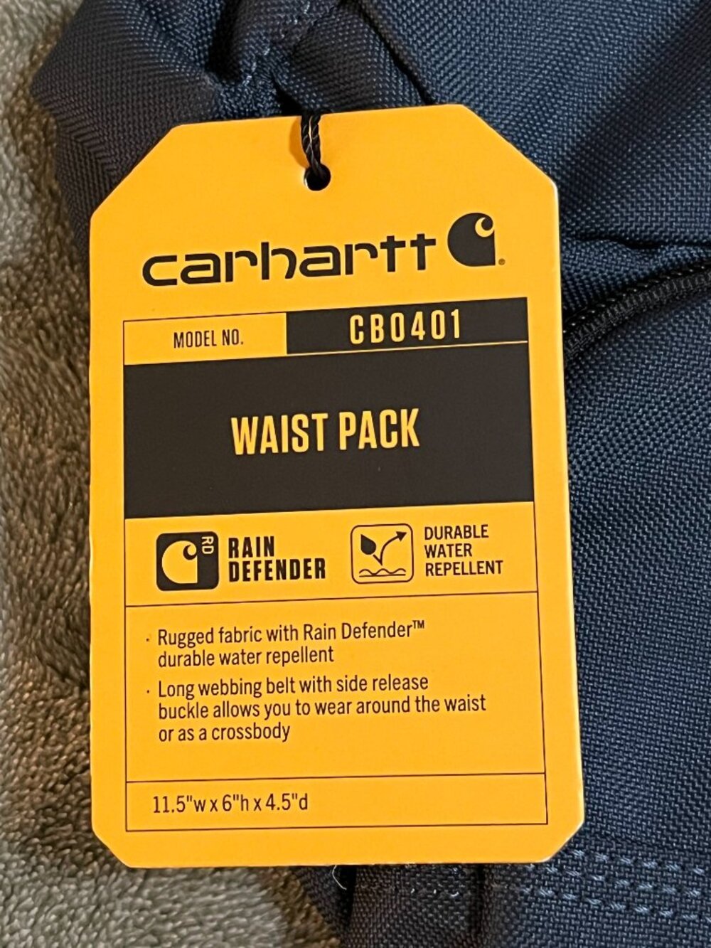 Carhartt CB0401 Waist Pack Navy Rain Defender Belt Bag Tags Embroidery Removed - Picture 2 of 9